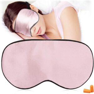 Seiden Schlafmasken und Augenbinde, superglatte Augenmaske zum Schlafen, mit verstellbarem Riemen, geeignet für Reisen, Nickerchen, Nachtschlaf (Rosa)