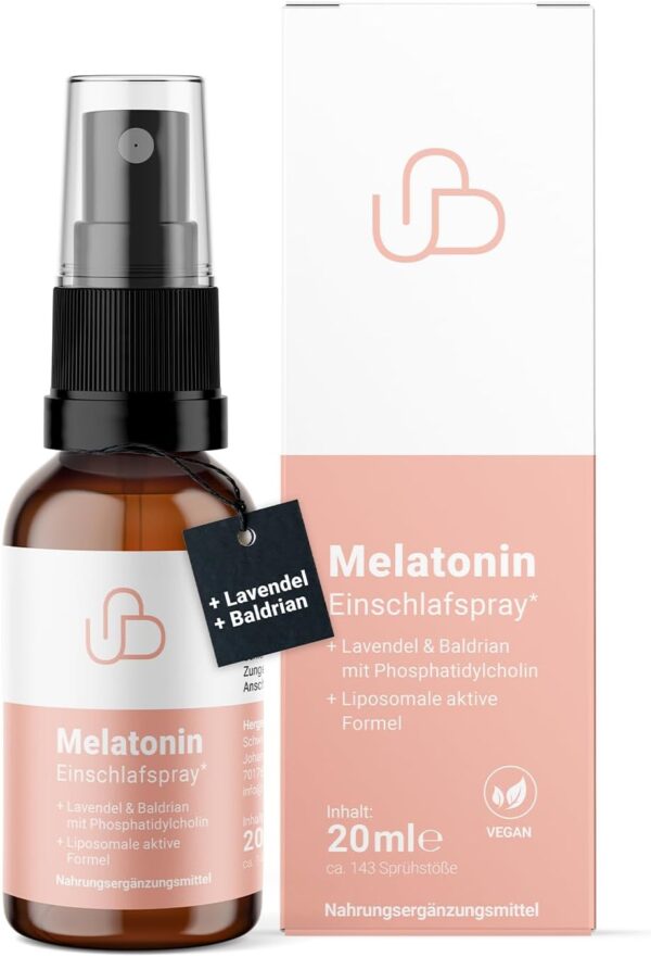 Schweizer Naturals® Melatonin Einschlafspray + Lavendel + Baldrian, hoch bioverfügbar - vegan, hochdosiert und ohne Zusätze - 0,5 mg Melatonin pro Tagesdosis