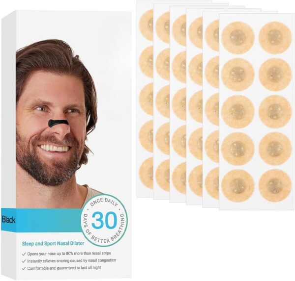60 Stück Nasal Strips, Schwarz Breathing Nasal Strip Anti Schnarch Nose Strips Magnetischer Nasenstreifen Sicheres und Wirksames Nasenpflaster Besser Atmen Für Geschäftsreise, Reisen, Hotel