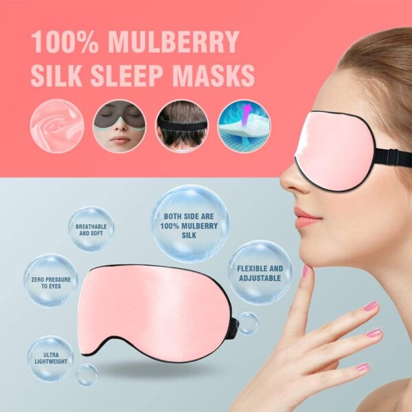 Schlafmaske, superweiche Augenmasken mit verstellbarem Riemen, leichte, bequeme Augenbinde, perfekte Lichtblockierung für Männer und Frauen (Netzrot Grün、Dunkelgrün、Marineblau) – Bild 6