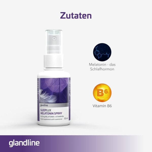 Melatonin Einschlafspray | 0,43 mg Melatonin pro Tagesdosis mit Vitamin B6 für besseren Schlaf | Minzgeschmack | Vegan | 50 ml - 380 Sprühstöße | Sensilab SleepLux – Bild 2