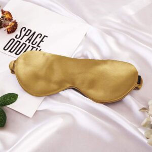 THXSILK 22 Momme Seide Schlafmaske Augenmaske Schattierung Augenbinde Reisen Nachtmaske Tragbarer mit Gummiband für Frauen und Herren, Gold