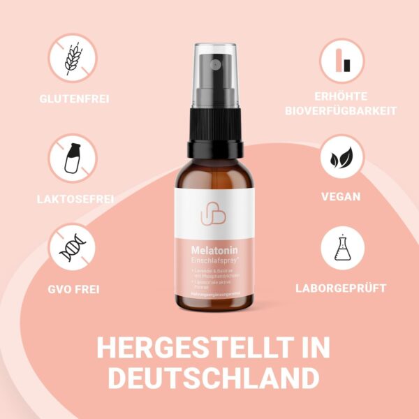 Schweizer Naturals® Melatonin Einschlafspray + Lavendel + Baldrian, hoch bioverfügbar - vegan, hochdosiert und ohne Zusätze - 0,5 mg Melatonin pro Tagesdosis – Bild 3