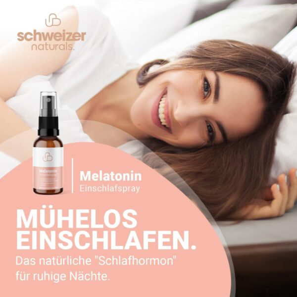 Schweizer Naturals® Melatonin Einschlafspray + Lavendel + Baldrian, hoch bioverfügbar - vegan, hochdosiert und ohne Zusätze - 0,5 mg Melatonin pro Tagesdosis – Bild 5