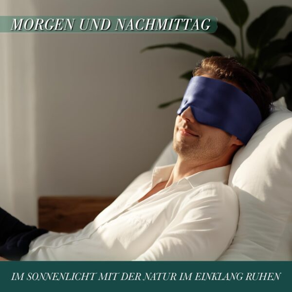 Joyhabit Seiden Schlafmaske für Herren und Frauen, Extra Groß und Verstellbare Augenmaske im Wolkenkurvendesign, für Pausen und den Nachtschlaf, Tiefes Nachtblau – Bild 2