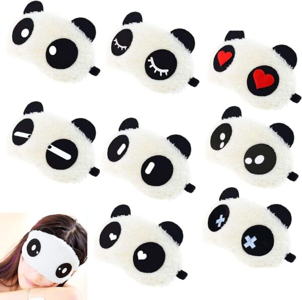 OSUTER 8 Stücke Schlafmaske Plüsch Süß Schlaf Augenmaske Panda Schlafmaske Augenabdeckung für Kinder Mädchen Damen Reisen Nickerchen Nacht – Bild 5