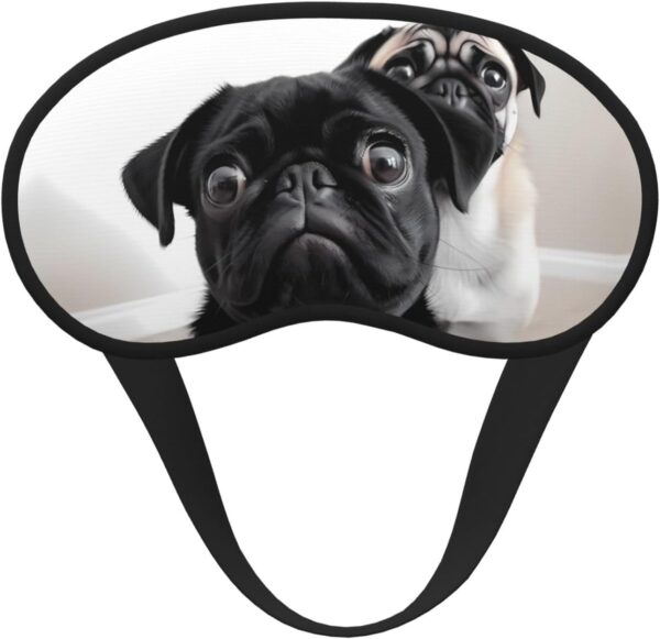 Schlafmaske mit niedlichem Mops-Motiv, für Damen und Herren, Augenmaske zum Schlafen, lichtblockierend, Schlafmaske mit elastischem Band, Augenbinde für Flugschläfer, weich, atmungsaktiv,