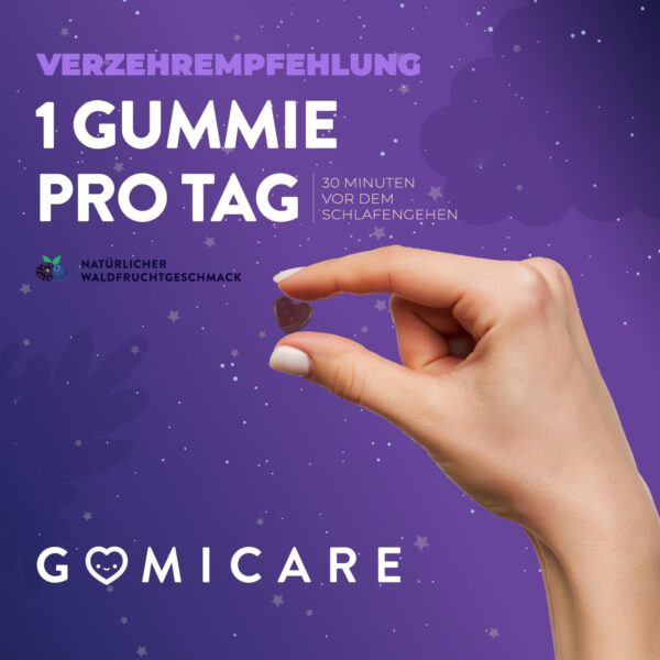 Gomicare - Melatonin Gummies - Melatonin, Vitamin B6, Melissen- Und Baldrianextrakten - 60 Gummies - Zuckerfrei - Vegan - Gluten Und Laktosefrei – Bild 3
