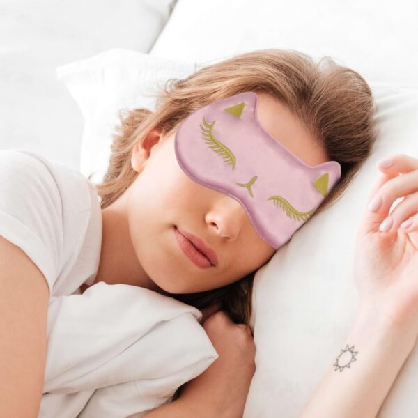 Reccisokz Rec Schlafmaske,Schlafmaske Seide,Augenmaske,Verdunkelung Schlafbrille,Schlafmasken,Travel Essentials,mit Verstellbarem Stirnband für Herren,Frauen,Kinder(Rosa) – Bild 5