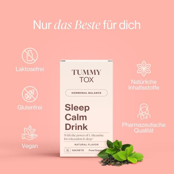 Sleep Calm Drink zur Entspannung mit L-Theanin, GABA, Magnesium, Vitamin B6 und Mangan, Ohne Melatonin, 30 Beutel, Tummy Tox – Bild 5