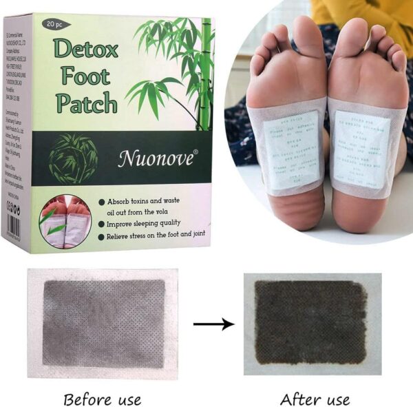 Detox Fußpflaster, Fusspflaster zur Entgiftung, Detox Vitalpflaster gut verträglich, Bambus Pflaster Wellness- Detox-Pflaster zieht die Toxine Spa, Schlaf verbessern, 20pcs – Bild 3