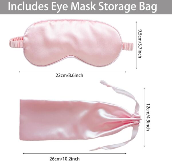 KEYRI 4 Stück Schlafmaske Frauen, Augenmaske Seiden Schlafmas Schlafbrille Herren Hautfreundlich Ultraweiche Schlafbrille Tragbare Augenmaske mit Gummibänder für Schichtarbeit (Schwarz und Rosa) – Bild 2