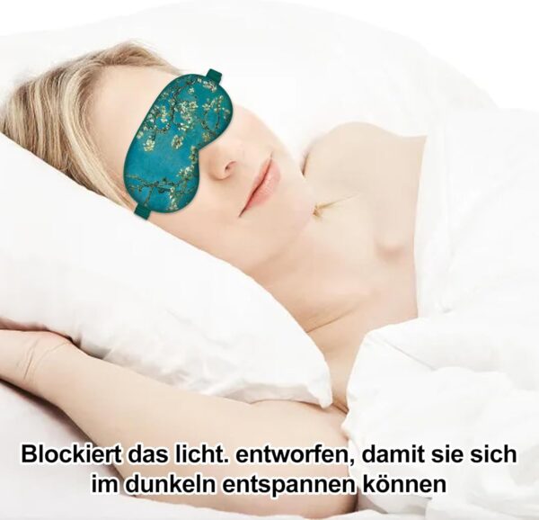 Verstellbare Augenmaske für Frauen,Schlafmaske,mit verstellbaren Bändern, bequeme und super weiche Augenmaske ultimative Schlafhilfe,Grün-Blumig,Augen-Schlafschutz,blockiert Licht, für Yoga-Reisen – Bild 7