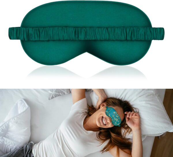 Verstellbare Augenmaske für Frauen,Schlafmaske,mit verstellbaren Bändern, bequeme und super weiche Augenmaske ultimative Schlafhilfe,Grün-Blumig,Augen-Schlafschutz,blockiert Licht, für Yoga-Reisen