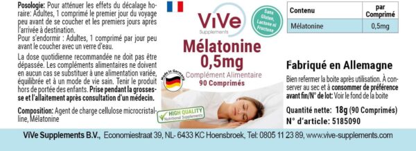 Melatonin 0,5mg - 90 Tabletten - sicher dosiert und vegan - vor dem Schlafengehen | Qualität aus Deutschland von ViVe Supplements – Bild 4