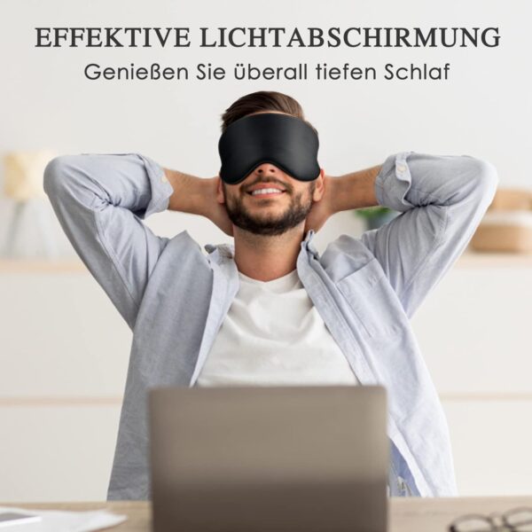 Joyhabit Lichtdichte Seiden Schlafmaske für Frauen und Herren, Weiche Angenehme Augenmaske für Pause, Reise oder Ruhige Einschlafen, Schwarz, 1 Stück – Bild 4