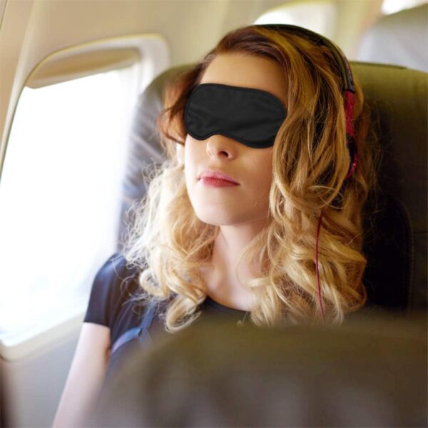 Schlafmaske 30Pcs Augenmaske Seiden Schlafmaske Augenbinde für Damen Herren, Tragbare Schlafbrille mit Gummibänder für Reisen Schichtarbeit（Schwarz） – Bild 2