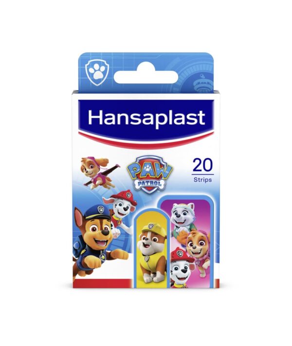 Hansaplast Kids Paw Patrol Kinderpflaster (20 Strips), Wundpflaster mit bunten Paw Patrol Motiven zum Aufmuntern, schmerzlos zu entfernendes Pflaster Set