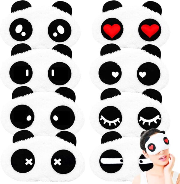 OSUTER 8 Stücke Schlafmaske Plüsch Süß Schlaf Augenmaske Panda Schlafmaske Augenabdeckung für Kinder Mädchen Damen Reisen Nickerchen Nacht