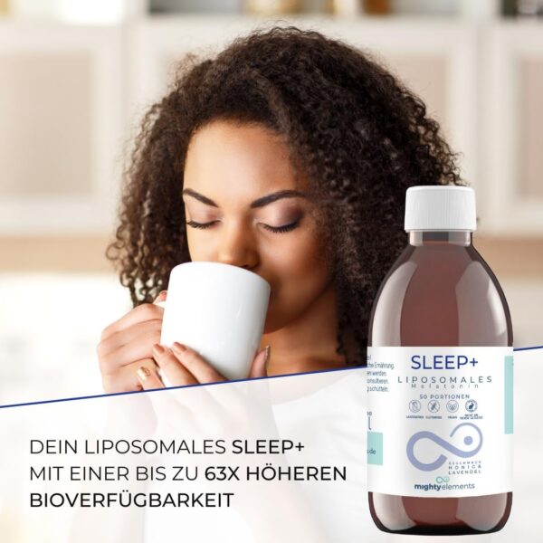 Mighty Elements liposomales Sleep+ 2 in1,Melatonin mit L-Tryptophan - verkürzte Einschlafzeit ​- vegan, Laktosefrei, hohe Bioverfügbarkeit, Vorrat für mehrere Monate, 100ml – Bild 5