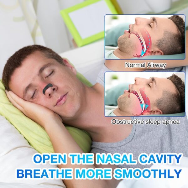 90 Stück Nasal Strips, Schwarz Breathing Nasal Strip Anti Schnarch Nose Strips Magnetischer Nasenstreifen Sicheres und Wirksames Nasenpflaster Besser Atmen Für Geschäftsreise, Reisen, Hotel – Bild 4