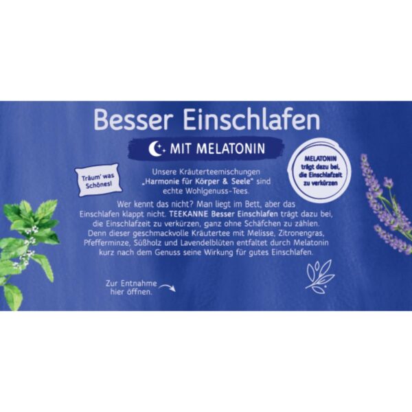 TEEKANNE Besser Einschlafen Kräutertee mit Melatonin, 10 Packungen x 18 Beutel (10x 30,6g) – Bild 2