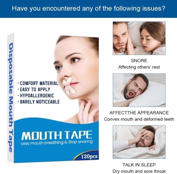120PCS Mouth Tape,Mouth Tape for Sleeping,Schlaf Tape,Schnarchpflaster,Anti Schnarch Pflaster,Mund Tape Schlaf,Mundpflaster,Verbessern Sie Die Schlafqualität Weniger Mundatmung und Schnarchen – Bild 5