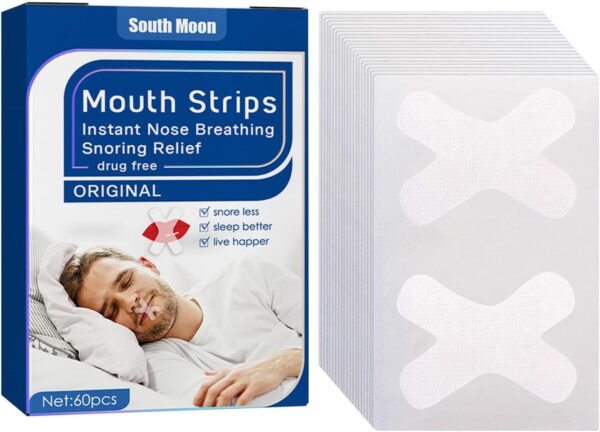 Luckxing X-Shape Sleeptape Mundpflaster 60 Stück Anti Schnarch Pflaster, Hilfsmittel Gegen Schnarchen Und Besser Schlafen - Mouth Tape Für Nasenatmung Und Bessere Sauerstoffversorgung des Blutes