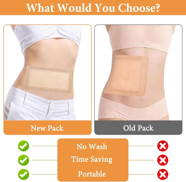 5 Stück Rizinusöl Pflaster,30 * 16cm Castor Oil Pack Wrap,Einweg Castor Oil Wrap,Selbstklebend Rizinusöl Packung,Sehr Saugfähig,Hilft Beim Schlafen,für Bauch Wade Knie Hals und Brust,Ohne Öl – Bild 2