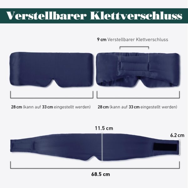 Joyhabit Seiden Schlafmaske für Herren und Frauen, Extra Groß und Verstellbare Augenmaske im Wolkenkurvendesign, für Pausen und den Nachtschlaf, Tiefes Nachtblau – Bild 6