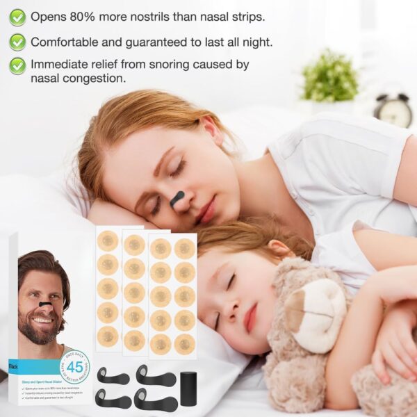 90 Stück Nasal Strips, Schwarz Breathing Nasal Strip Anti Schnarch Nose Strips Magnetischer Nasenstreifen Sicheres und Wirksames Nasenpflaster Besser Atmen Für Geschäftsreise, Reisen, Hotel – Bild 3