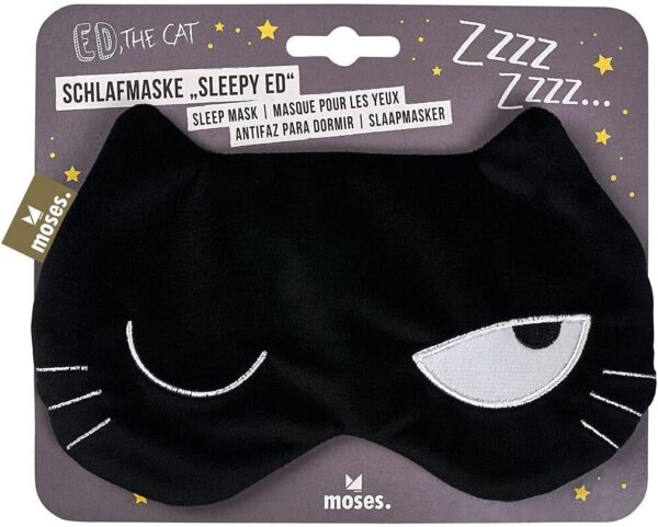 moses Ed, the Cat Schlafmaske Sleepy Ed – Kuschelweiche Schlafmaske aus Jersey, Mit breitem und elastischem Band
