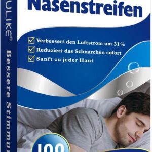 MYMULIKE Nasenpflaster Schnarchen, 100 Stück Nasenpflaster Besser Atmen, Anti Schnarch Nasenpflaster für Sport und Schlaf, Lindert Verstopfte Nase Aufgrund von Erkältungen, Allergien