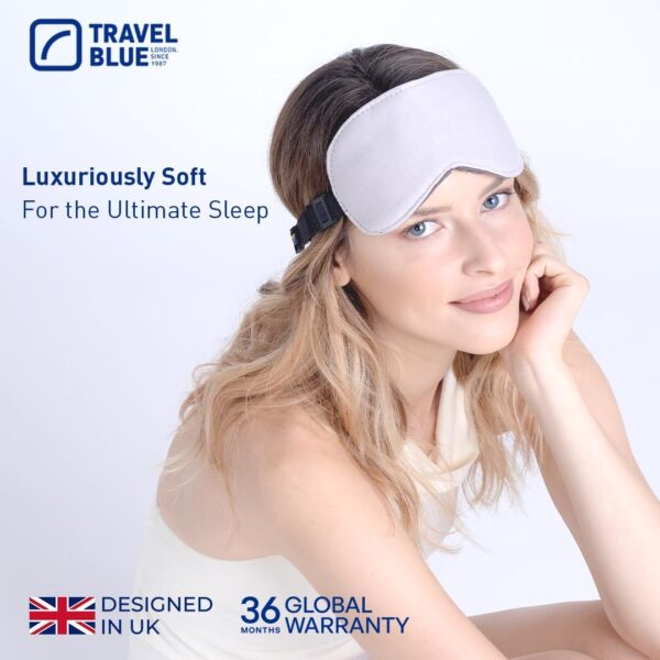 Travel Blue Luxuriöse Schlafmaske Frauen & Herren - 100% Baumwolle Augenmaske, Weich Gepolstert für Komfort, Lichtblockierend mit Elastikband, Perfekt für Reisen & Schlaf – Bild 5