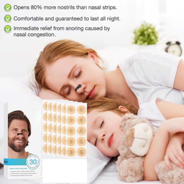 60 Stück Nasal Strips, Schwarz Breathing Nasal Strip Anti Schnarch Nose Strips Magnetischer Nasenstreifen Sicheres und Wirksames Nasenpflaster Besser Atmen Für Geschäftsreise, Reisen, Hotel – Bild 3