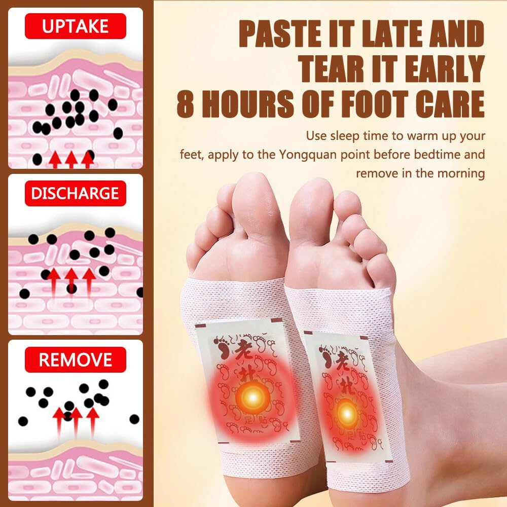 XPJBKC Detox Fußpflaster Entgiftung, 50 Stück Entgiftungspflaster Füße, Detox Pflaster für Stressabbau, Natürliches Fusspflaster zum Entgiften für Tiefschlaf und Gesundheitswesen – Bild 3