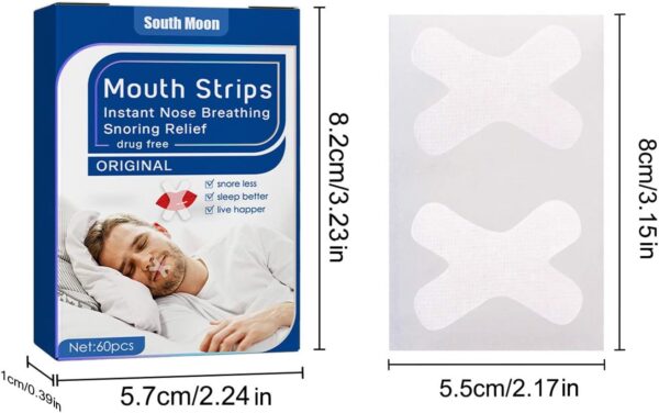 Luckxing X-Shape Sleeptape Mundpflaster 60 Stück Anti Schnarch Pflaster, Hilfsmittel Gegen Schnarchen Und Besser Schlafen - Mouth Tape Für Nasenatmung Und Bessere Sauerstoffversorgung des Blutes – Bild 2