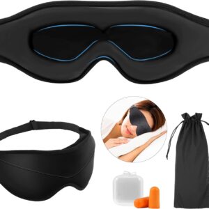 Schlafmaske für Herren Frauen 3D, einzigartige Fase,100% Licht blockierende Augenmaske Schwarz, Verstellbarem Riemen,Bequem Schlafbrille Nachtmaske Reisen Nickerchen Schlafmaske Wimpernverlängerung