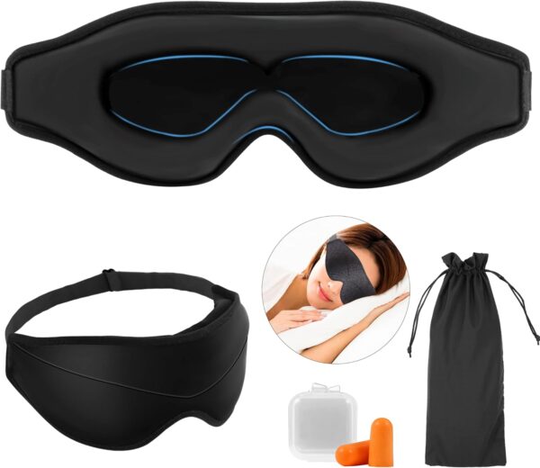 Schlafmaske für Herren Frauen 3D, einzigartige Fase,100% Licht blockierende Augenmaske Schwarz, Verstellbarem Riemen,Bequem Schlafbrille Nachtmaske Reisen Nickerchen Schlafmaske Wimpernverlängerung