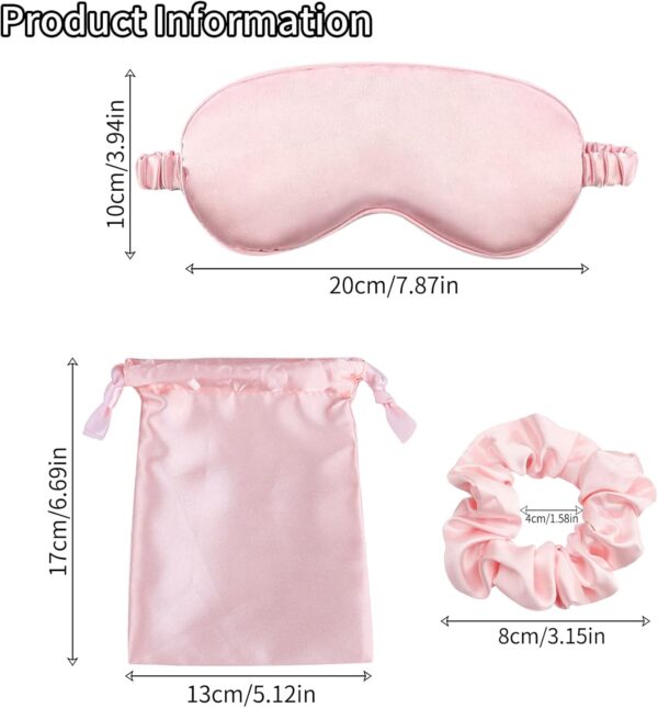 Seiden Schlafmaske Set, Schlafbrille Damen Bequem Maulbeerseide Augenmaske Satin Nacht Augenbinde zum Schlafen Lichtdichte Nachtmaske Augen Schlafschutz für Pause Reise (Rosa) – Bild 2
