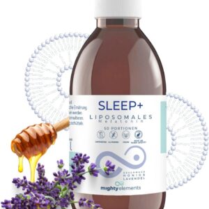 Mighty Elements liposomales Sleep+ 2 in1,Melatonin mit L-Tryptophan - verkürzte Einschlafzeit ​- vegan, Laktosefrei, hohe Bioverfügbarkeit, Vorrat für mehrere Monate, 100ml