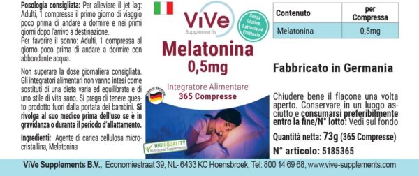 Melatonin - 365 Tabletten - 0,5mg Melatonin pro Tablette - Hochdosiert - Bioverfügbar - Qualität aus Deutschland - ViVe Supplements – Bild 6