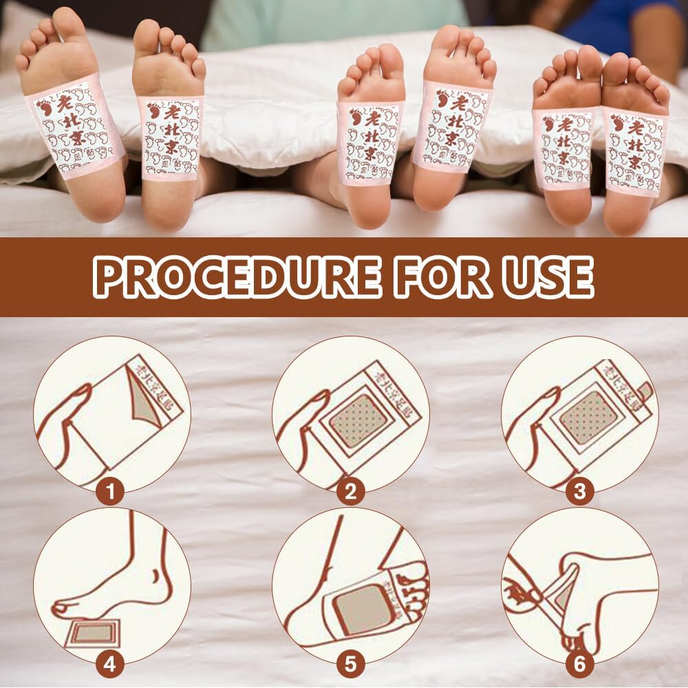 XPJBKC Detox Fußpflaster Entgiftung, 50 Stück Entgiftungspflaster Füße, Detox Pflaster für Stressabbau, Natürliches Fusspflaster zum Entgiften für Tiefschlaf und Gesundheitswesen – Bild 5