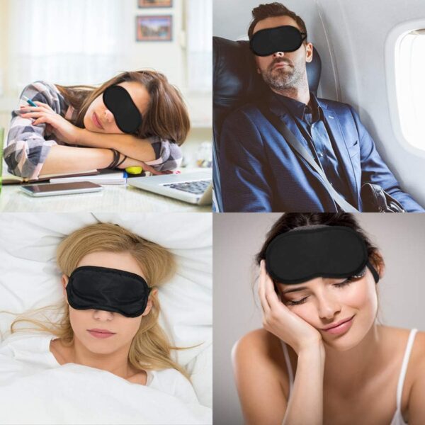 Schlafmaske 30Pcs Augenmaske Seiden Schlafmaske Augenbinde für Damen Herren, Tragbare Schlafbrille mit Gummibänder für Reisen Schichtarbeit（Schwarz） – Bild 3