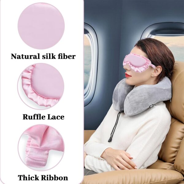 Schlafmaske, Seiden-Schlafmaske mit verstellbaren Bändern, bequeme und super weiche Augenmaske ultimative Schlafhilfe, Augenbinde (Rosa) – Bild 5