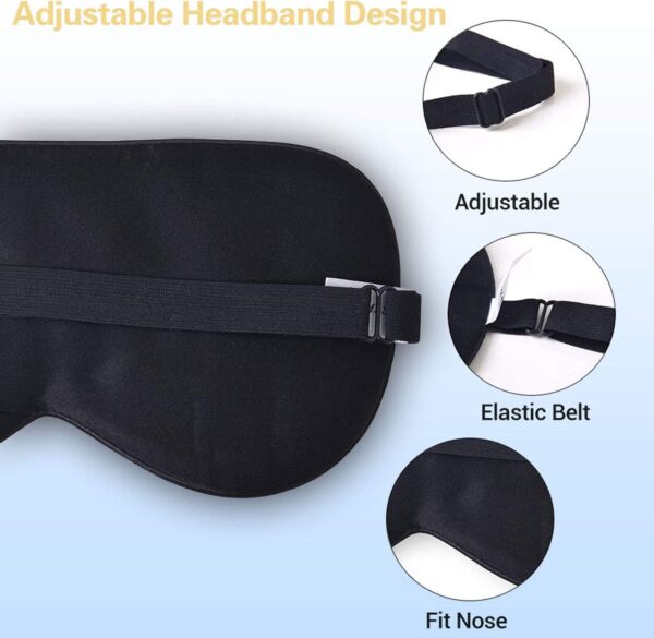 Schlafmaske aus Seide, verstellbarer Riemen, bequem, weich und hautfreundlich, Seitenschläfer, Sleeping Mask, Frauen, Männer – Bild 3