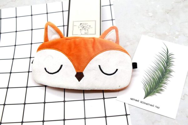 Laahoem Tierschlaf Augenmaske Nette lustige 3D Weiche Flauschige Cartoon Augenmaske Zum Schlafen Reisen Atmungsaktive Lidschattenmaske Kinder Erwachsene Frauen Fox Orange – Bild 2