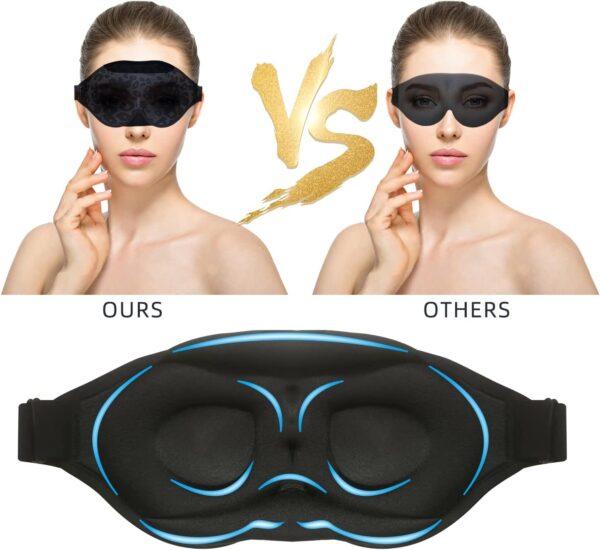 Schlafmaske für Damen Herren，100% Lichtschutz Verstellbare Schlafbrille，weiche Augenmaske aus 3D konturiertem Soft Material, Augenbinde für Reisen/Schlafen/Nickerchen (Leopardenmuster) – Bild 4