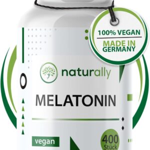 naturally Melatonin Tabletten [400 Stück] – bioaktive 0,5mg Melatonintabletten hochdosiert, vegan, ohne Zusätze, Schlaftabletten