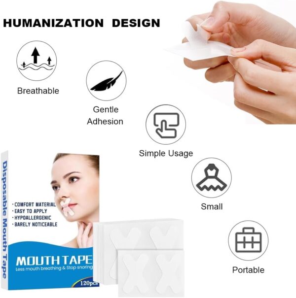 120PCS Mouth Tape,Mouth Tape for Sleeping,Schlaf Tape,Schnarchpflaster,Anti Schnarch Pflaster,Mund Tape Schlaf,Mundpflaster,Verbessern Sie Die Schlafqualität Weniger Mundatmung und Schnarchen – Bild 2